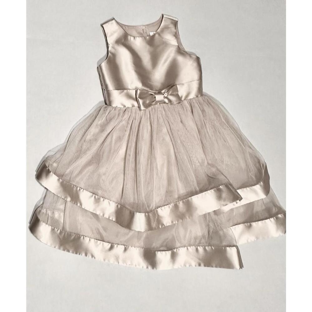 Speechless Kids Girls Dress Midi Sleeveless Champagne Lined Bow Lining Size 6X - Picture 7 of 15